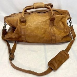 Mens genuine leather duffel bag weekender